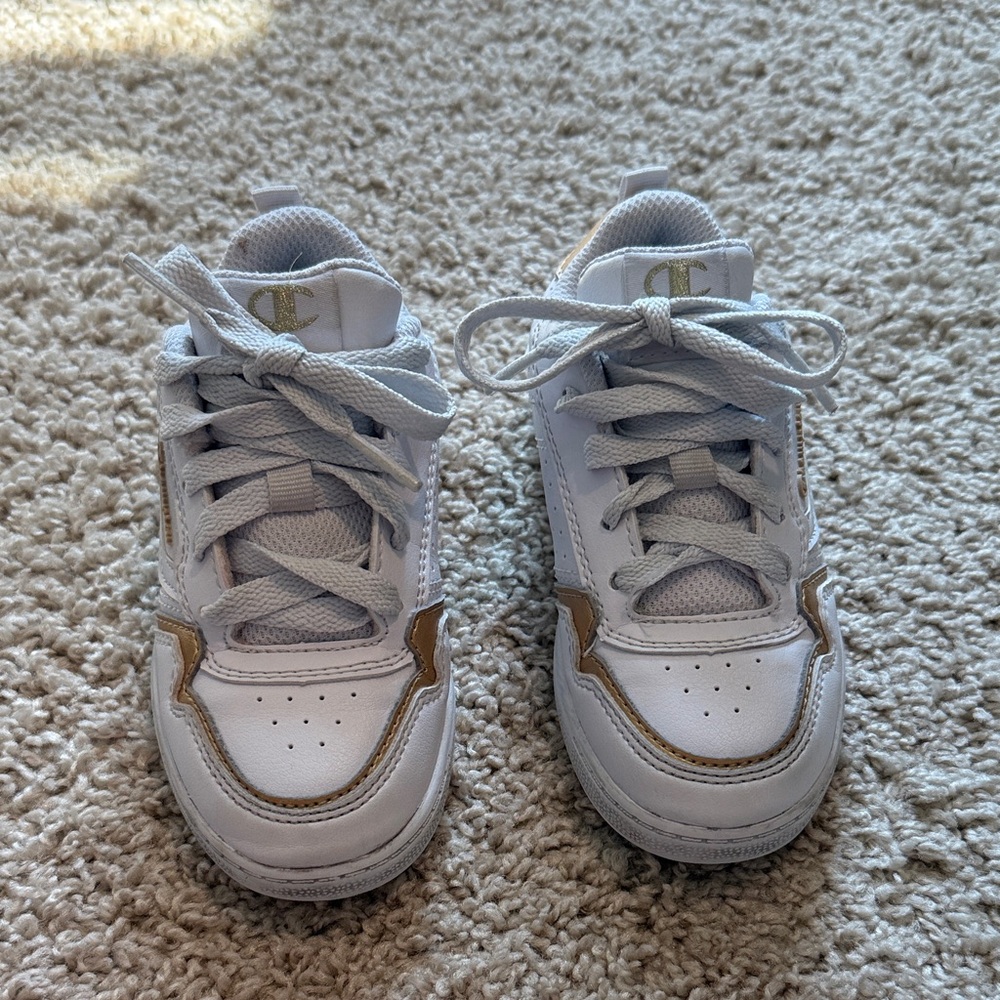 Champion Kids White and Tan Sneakers